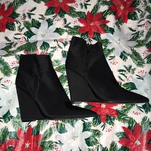 ZARA Black Pointed Toe Wedges Ankle Boot